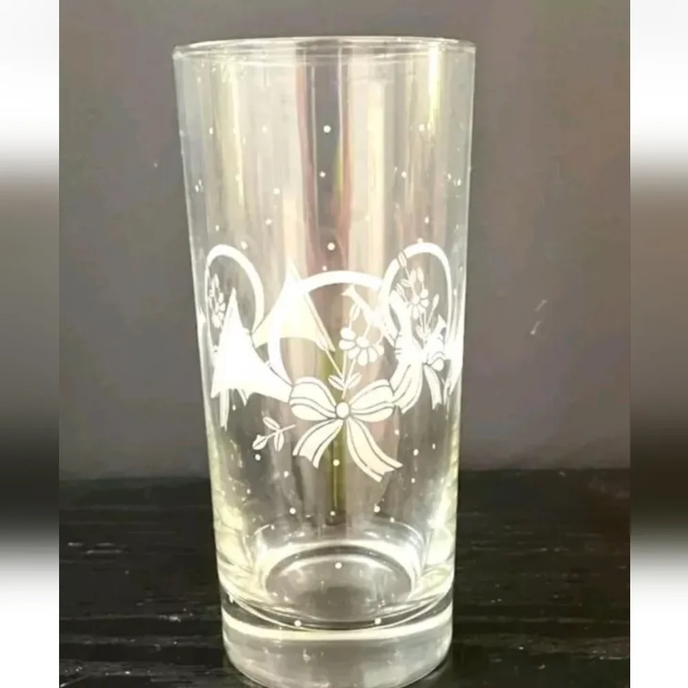 1988 Princess House Crystal Tumbler Glasses Etched French Horn SET 4